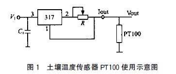 圖1 記錄儀中土壤溫度傳感器PT100使用示意圖